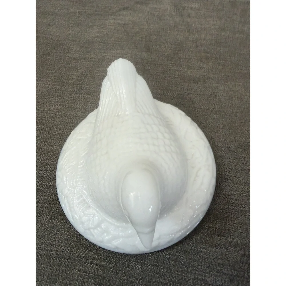 Vintage AVON Dove Nesting White Milk Glass Hen Trinket Candy Dish Lid - LID ONLY